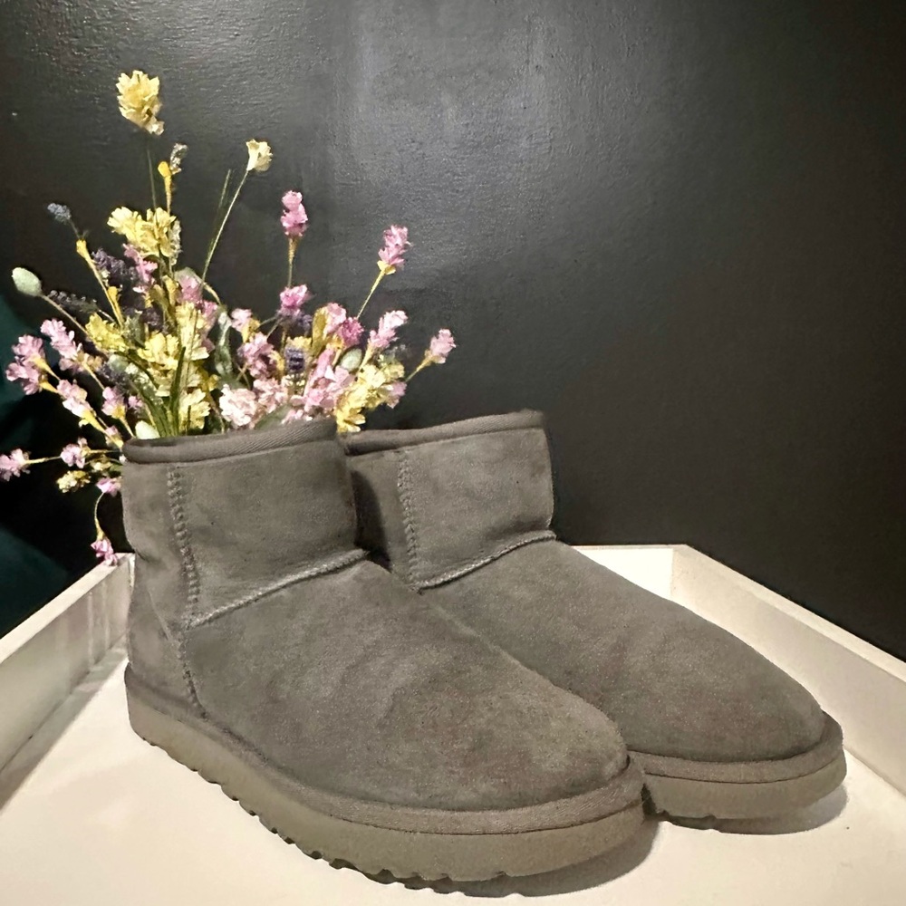 UGG Classic Gray Suede Booties